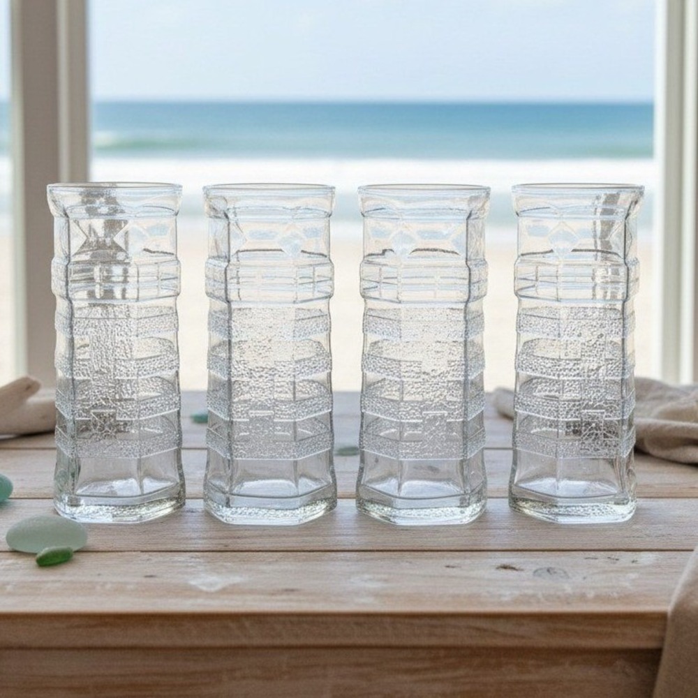 Red Lobster Lighthouse Glass Tumblers, Set of 4, Libbey‎ Glassware, Tableware